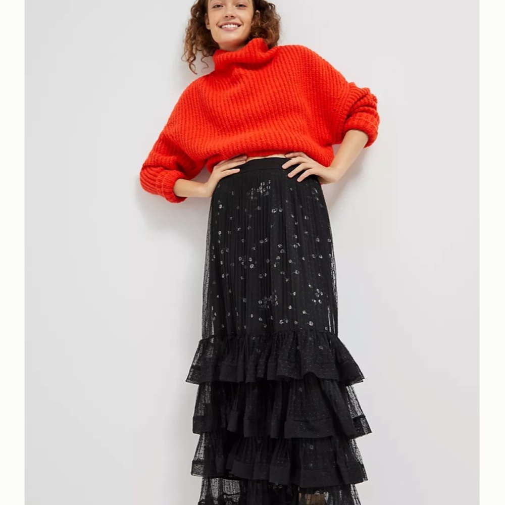 Anthropologie Lucia a skirt NWT lg tulle daisies